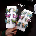 12pcs/set New Luxury Shiny Sequin Double-layer Butterfly Clip, Women'S Fashionable Double-layer Acrylic Butterfly Hair Clip, Suitable For Daily And Holiday Party Wear, Women'S Y2k Headwear Hair Accessories