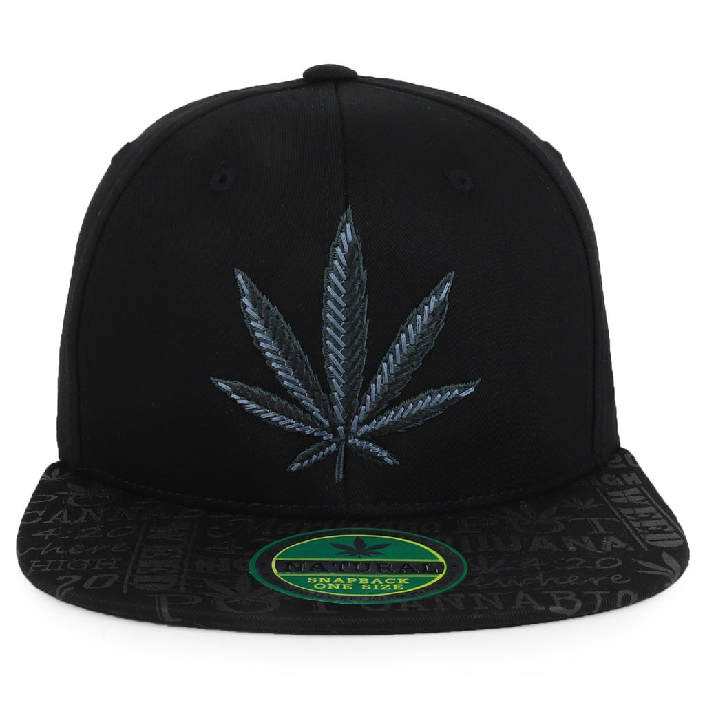 Rasta MJ Leaf 3D Embroidered Flat Bill Snapback Cap