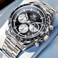 OLEVS Men's Luxury Watch Luminous Easy Read Chronograph Watches Moon Phase Quartz Male Watch Wrist Watch Big Face with Calendar Wristwatch Relojes De Hombre