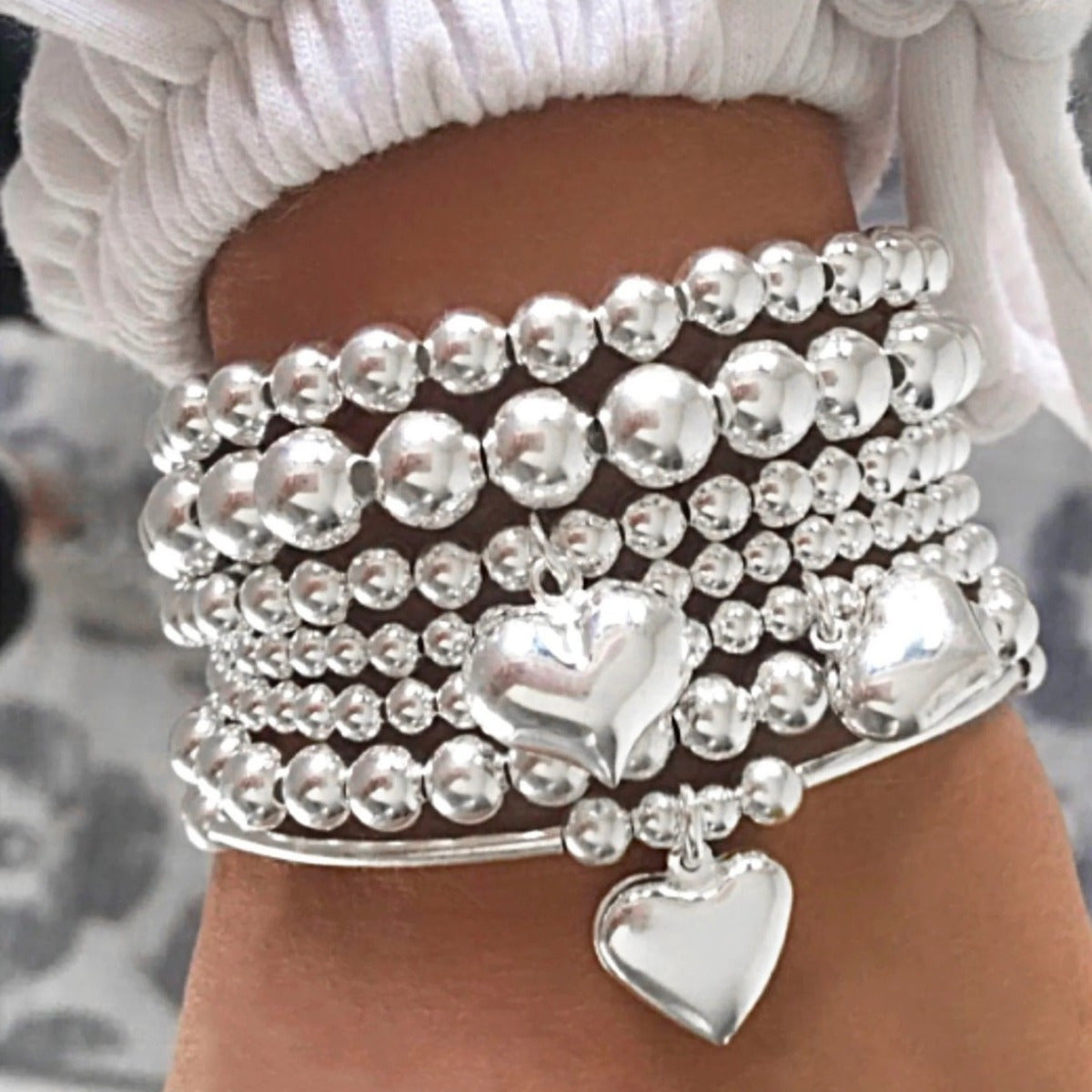 7pcs French Style Beaded Folding Bracelet & Pendant Set for Women - Elegant Layering with Beads, Suitable for Daily Wear, Birthday Gifts, Year-Round