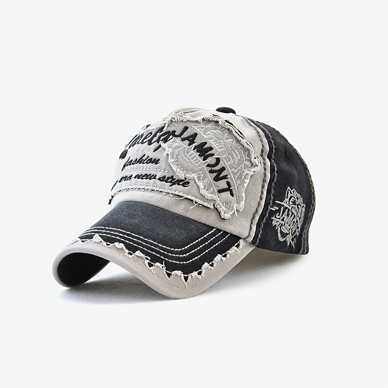 Men's Breathable Hip Hop Baseball Cap with Tiger Embroidery - Adjustable Mesh Trucker Hat | Perfect Birthday Gift