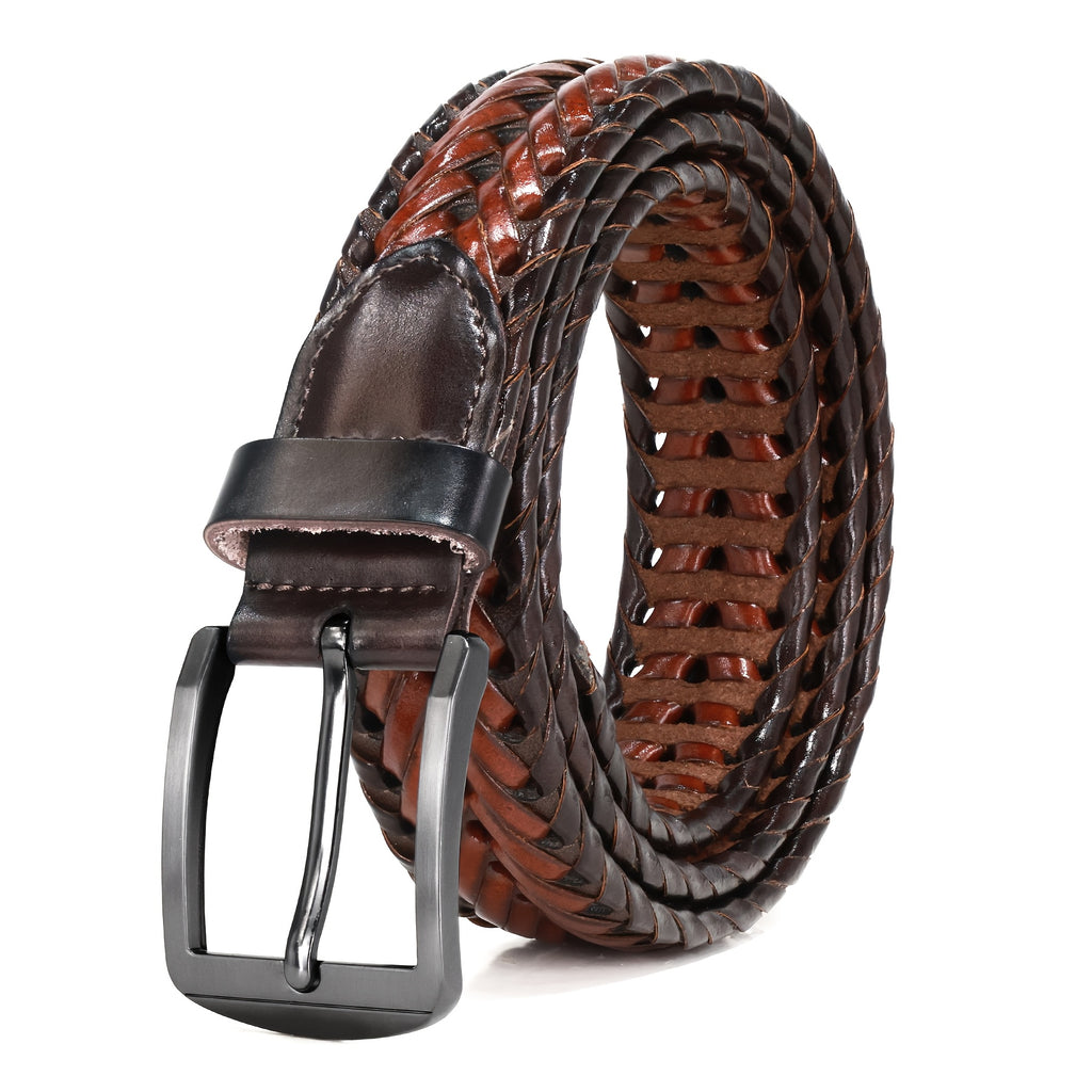 Leather Braided Belts for Men - Mens Casual Belt for Golf Pants Jeans Everyday