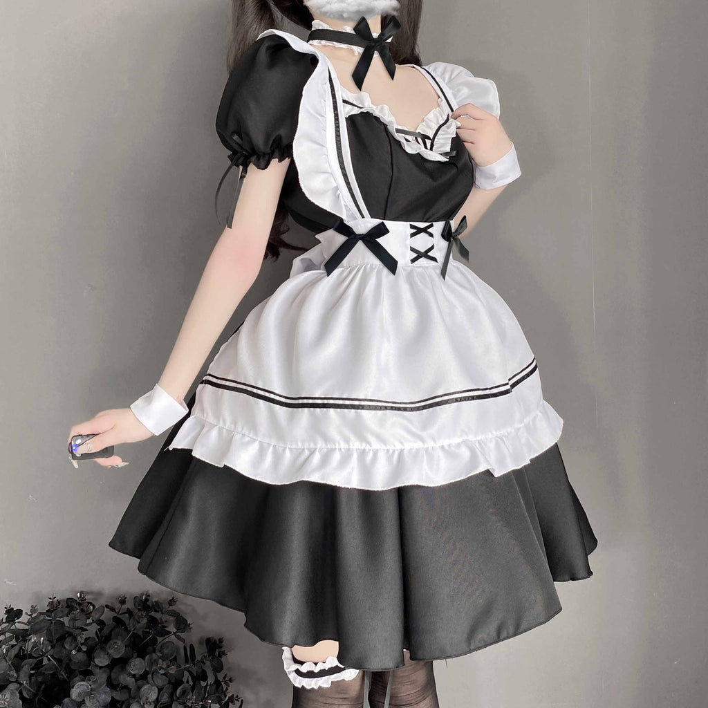 T-1229  Erotic lingerie sexy openwork seduction Japanese apron loli maid