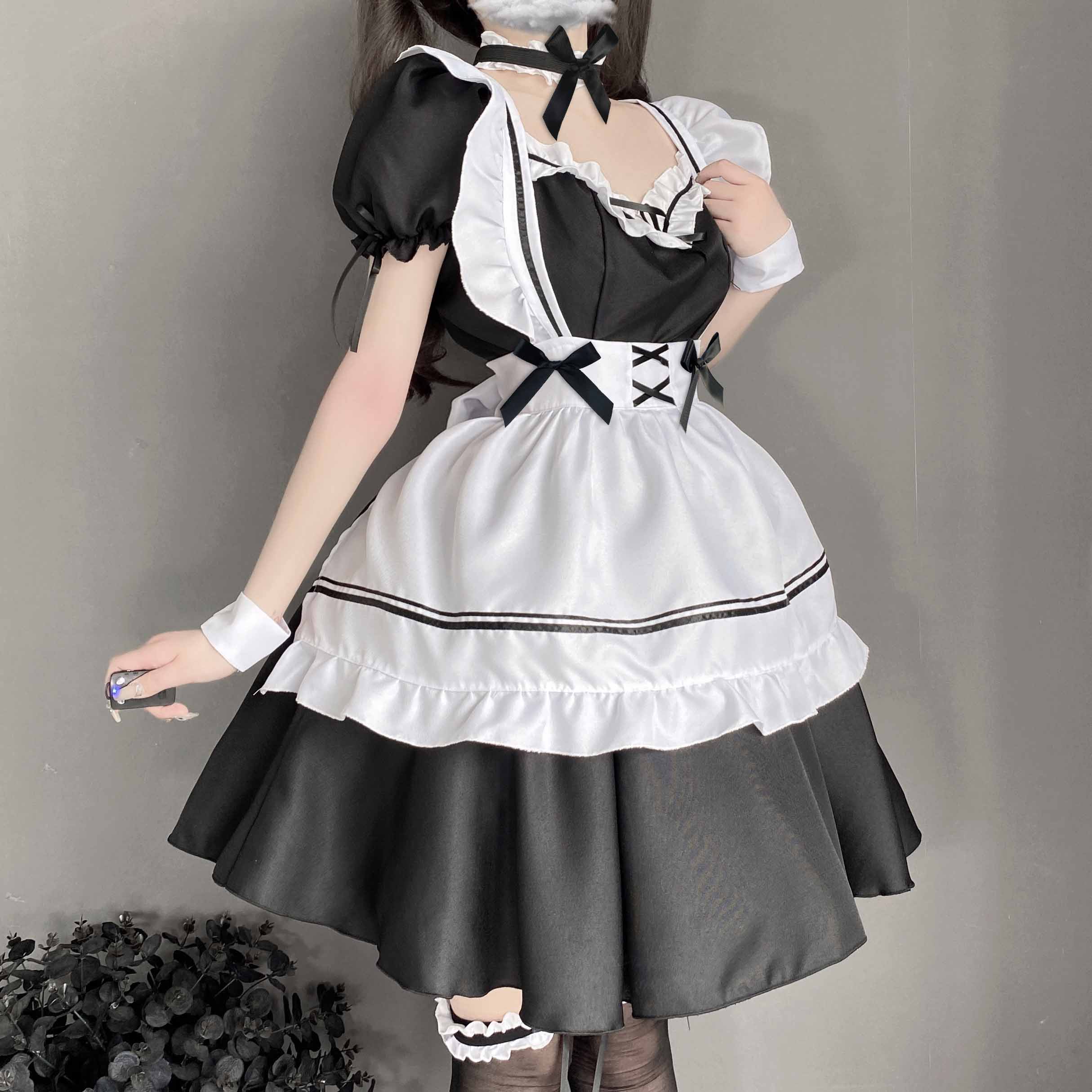 T-1229  Erotic lingerie sexy openwork seduction Japanese apron loli maid