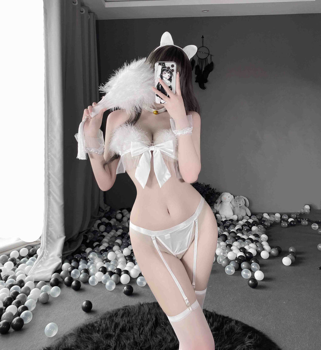 T-1014 Pure desire sexy open file three-point plush cat girl cosplay uniform temptation
