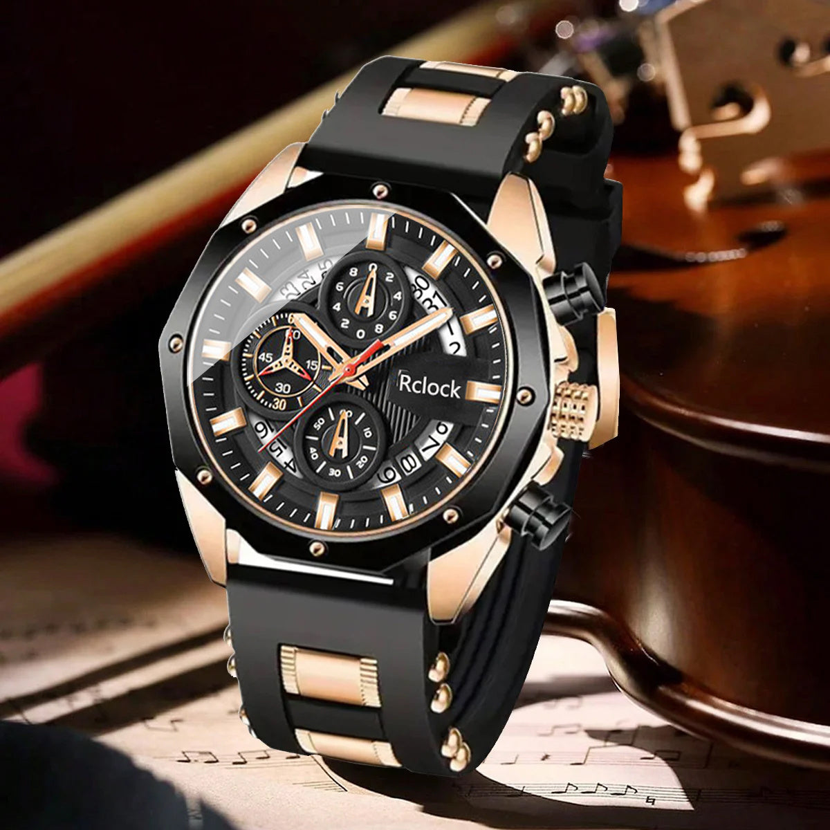 [Fashion Men'S Quartz Watch ] 2pcs Casual Sports Men Watch Silicone Strap Calendar Display Ideal Men'S Valentine'S Day