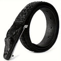 Men's Crocodile Pattern Design Belt Crocodile Leather Embossed Belt Two-layer Cowhide Belt