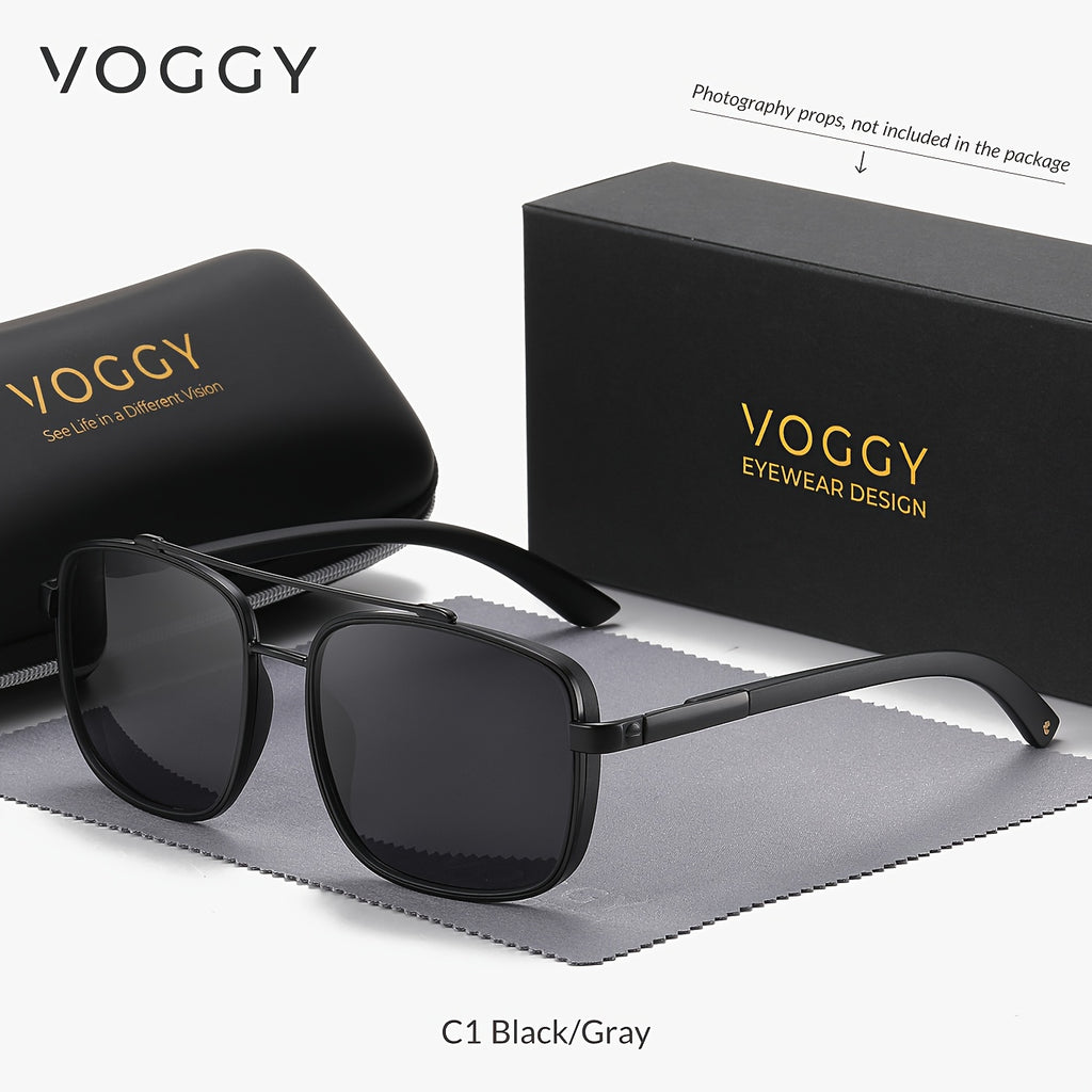 VOGGY Fashion Easy Retro Pilot Metal TR90 UV Protection Polarized Glasses, Men And Women Driving Outdoor Riding Fishing Holiday Party Decoration Props Gifts