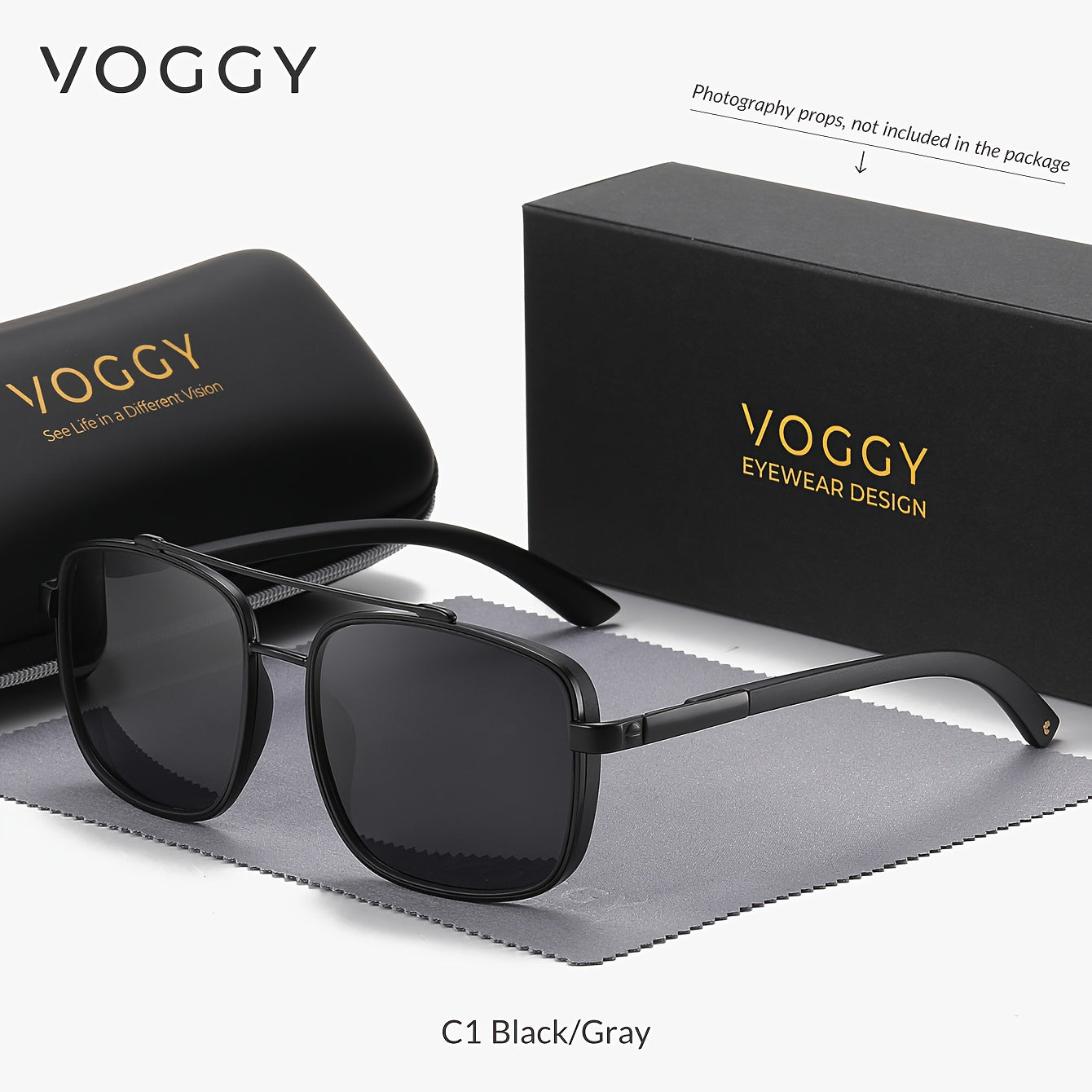VOGGY Fashion Easy Retro Pilot Metal TR90 UV Protection Polarized Glasses, Men And Women Driving Outdoor Riding Fishing Holiday Party Decoration Props Gifts