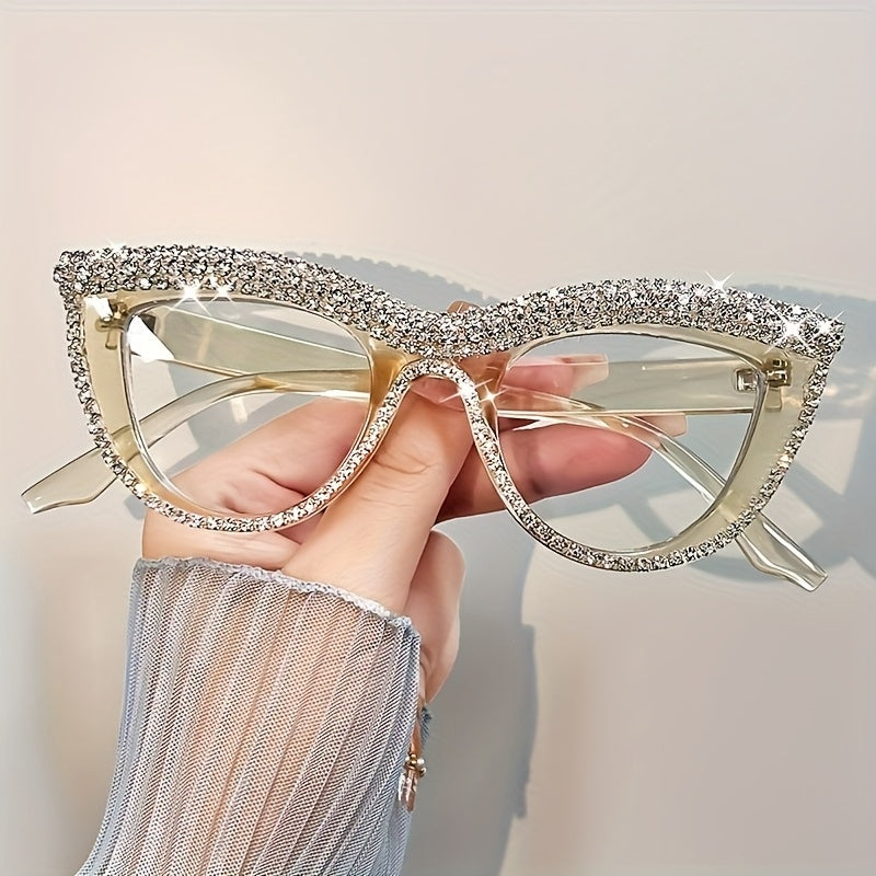 2pcs Cat-Eye Blue Light Blocking Reading Glasses for Women | Rhinestone Decor PC Frames | Versatile for Home Office & Party Wear | A Great Holiday Gift for Girlfriend/Mother