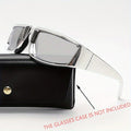 Futuristic Y2K Style Tech-Inspired Polygonal Wrap Glasses with Silvery Coating