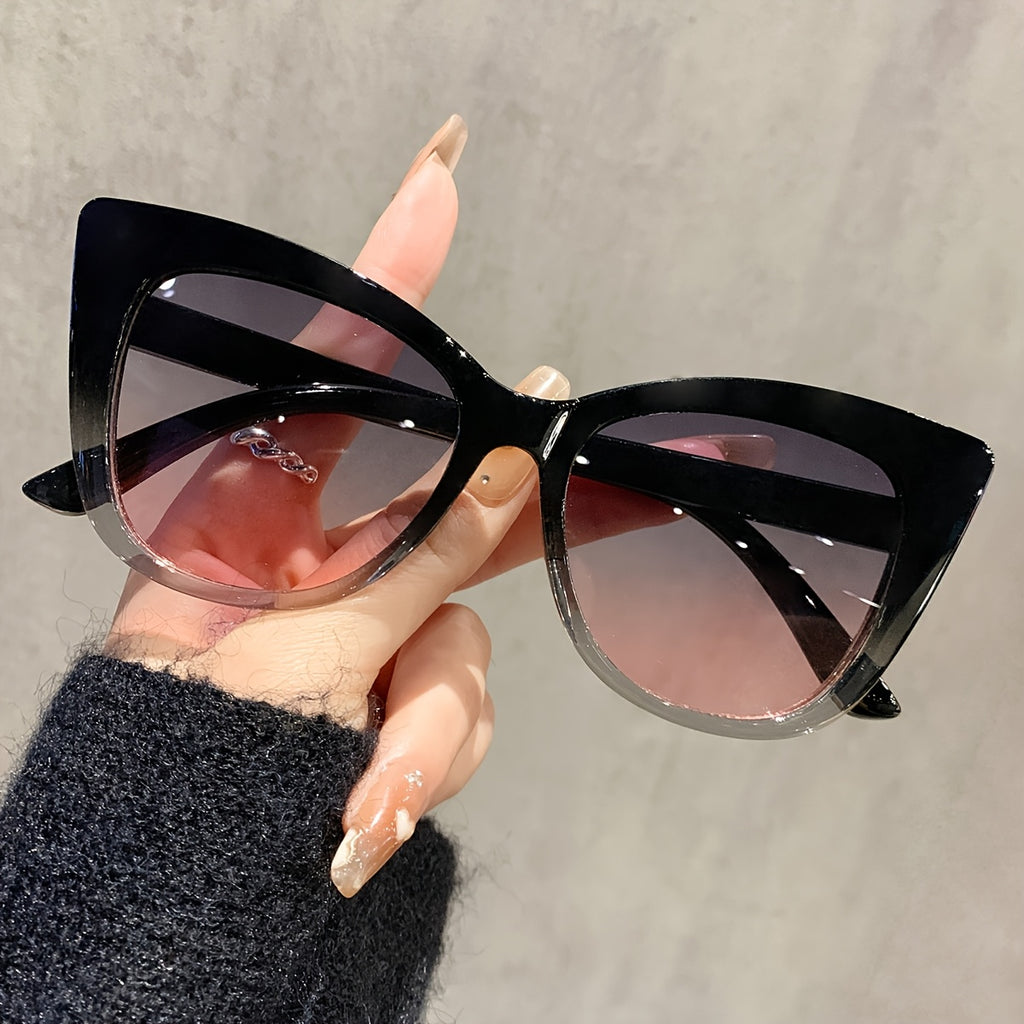 VIUIRNKA Women's Fashion Glasses, New Trendy Cat Eye Fashion Glasses, Luxury Y2K Inspired Design, Ideal for Beach Vacation Cruise And Social Party, with Protection Case And Essential Cleaning Cloth, Retro Charm