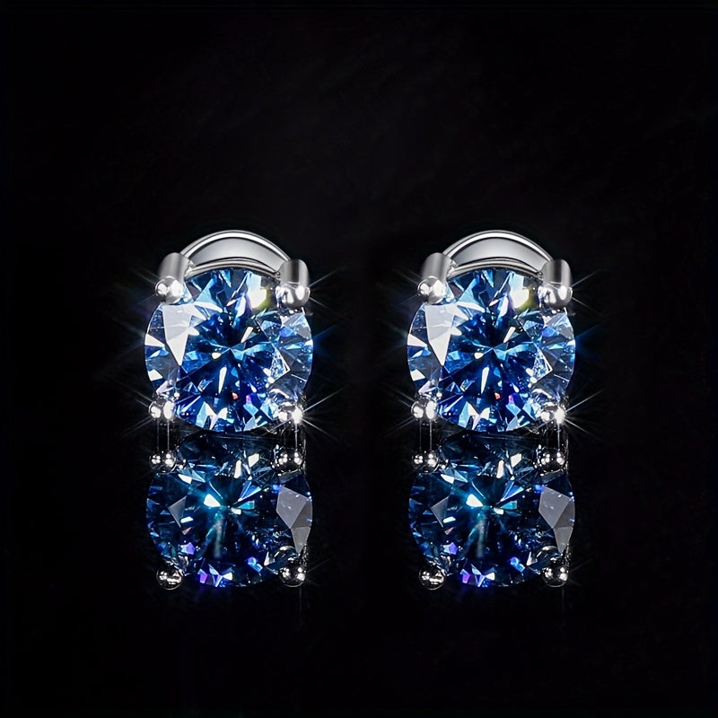 4Pairs VVS1 moissanite S925 925 Silver Colorful Champagne Olive Red Pink Green Blue Round Cut Stud Earrings for Men Women