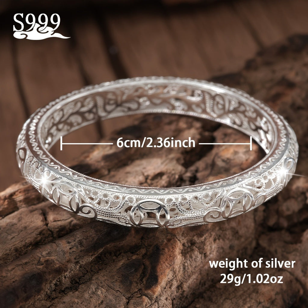 [Girlfriend Birthday Gift] S999 Pure Silver Women's Bracelet, Solid Silver Closed End Bracelet, Women's Multi Functional Jewelry, High End Shining Fashion, Girlfriend Birthday Gift
