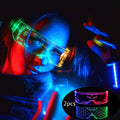 Two Pairs of LED Visor Glasses Featuring Seven Colors, These Futuristic Eyewear Come with Four Lighting Modes. They Are Honeycomb Luminous Glasses Designed for Adults