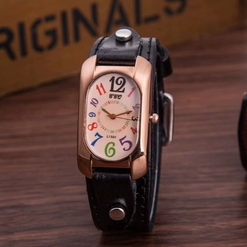 1pc Trendy Fashion Colorful Digital Daily Wear Quartz Watch, Unique New Year Christmas Birthday Gift