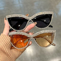 2 Pairs Women's Rhinestone Cat Eye Glasses with Lenses - Sparkling Composite Frame Decorative Eyewear for Prom, Costume Parties & Special Occasions, Includes Case, Durable Fashion Accessories, Prom Accessories, Luxury Eyewear Craftsmanship