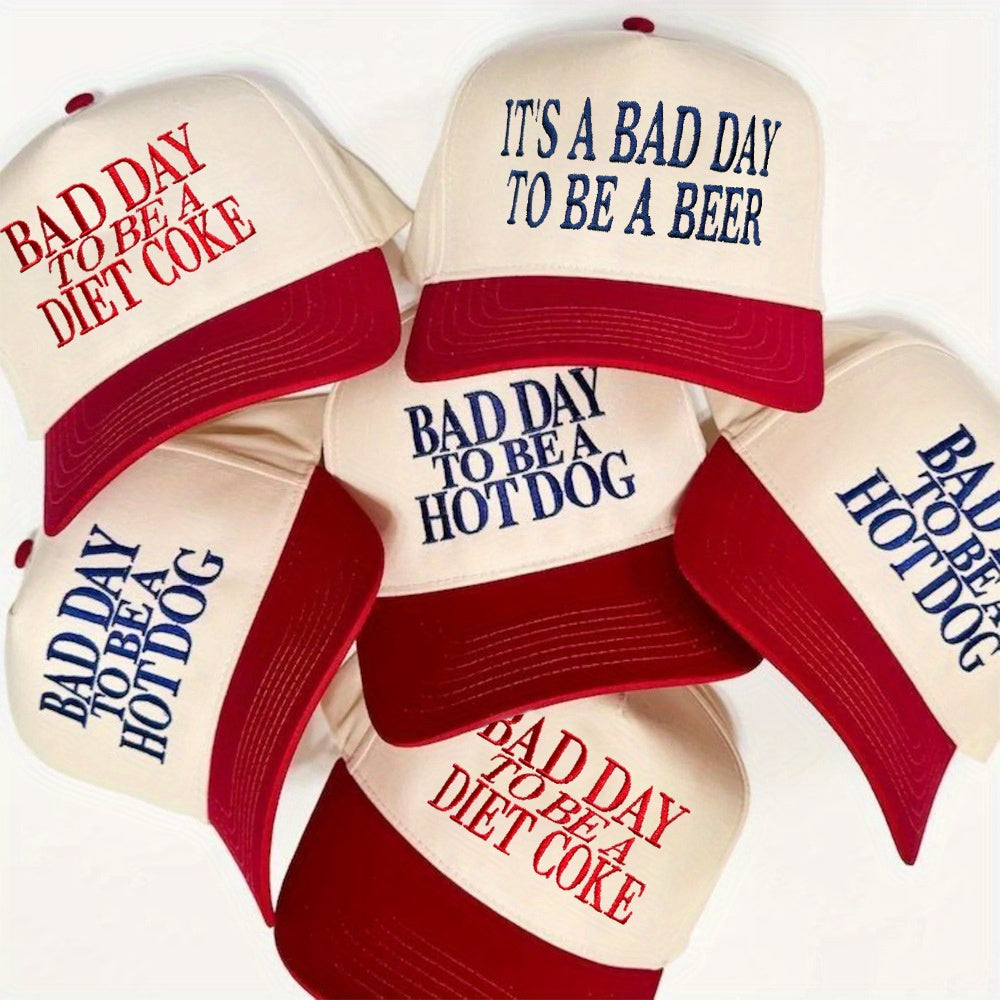 Bad Day to Be A Letter Embroidered Trucker Hat Unisex Novelty Fun Gift Perfect for Weekend Parties