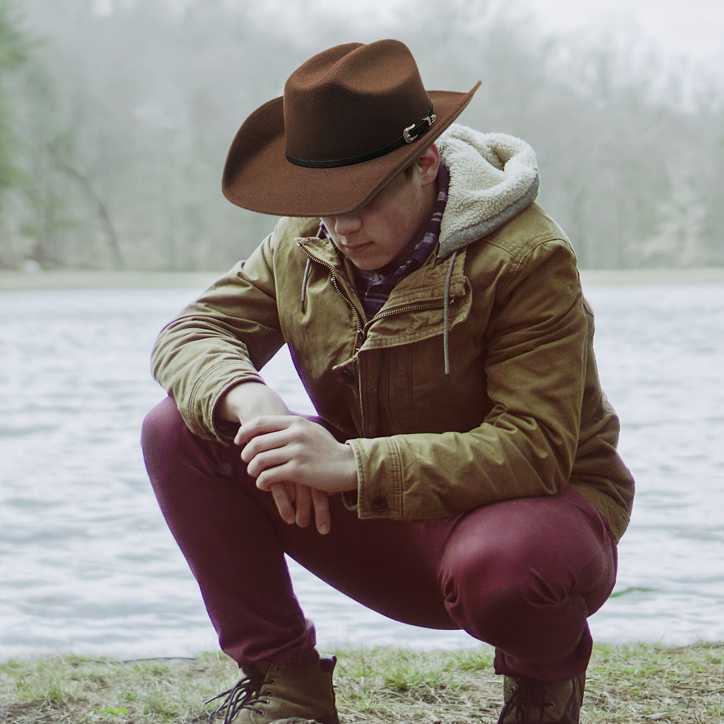 [Western Cowboy Hat] Men's Women's Western Cowboy Cowgirl Fedora Hat Felt Wide Brim Classic Outdoor Cap
