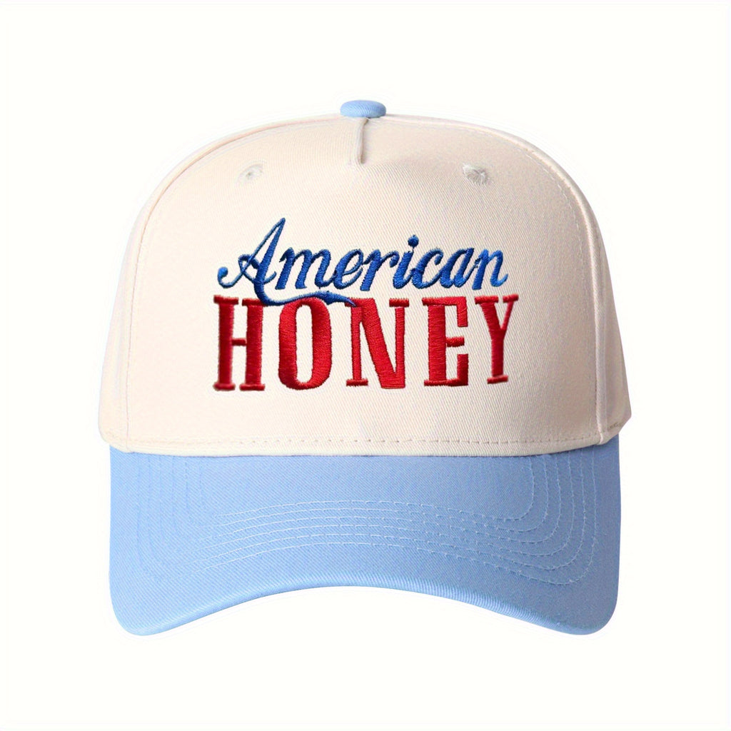 American HONEY Monogram Embroidery Truck Driver Hat Color-Matching Baseball Cap Unisex Adjustable Travel Essential