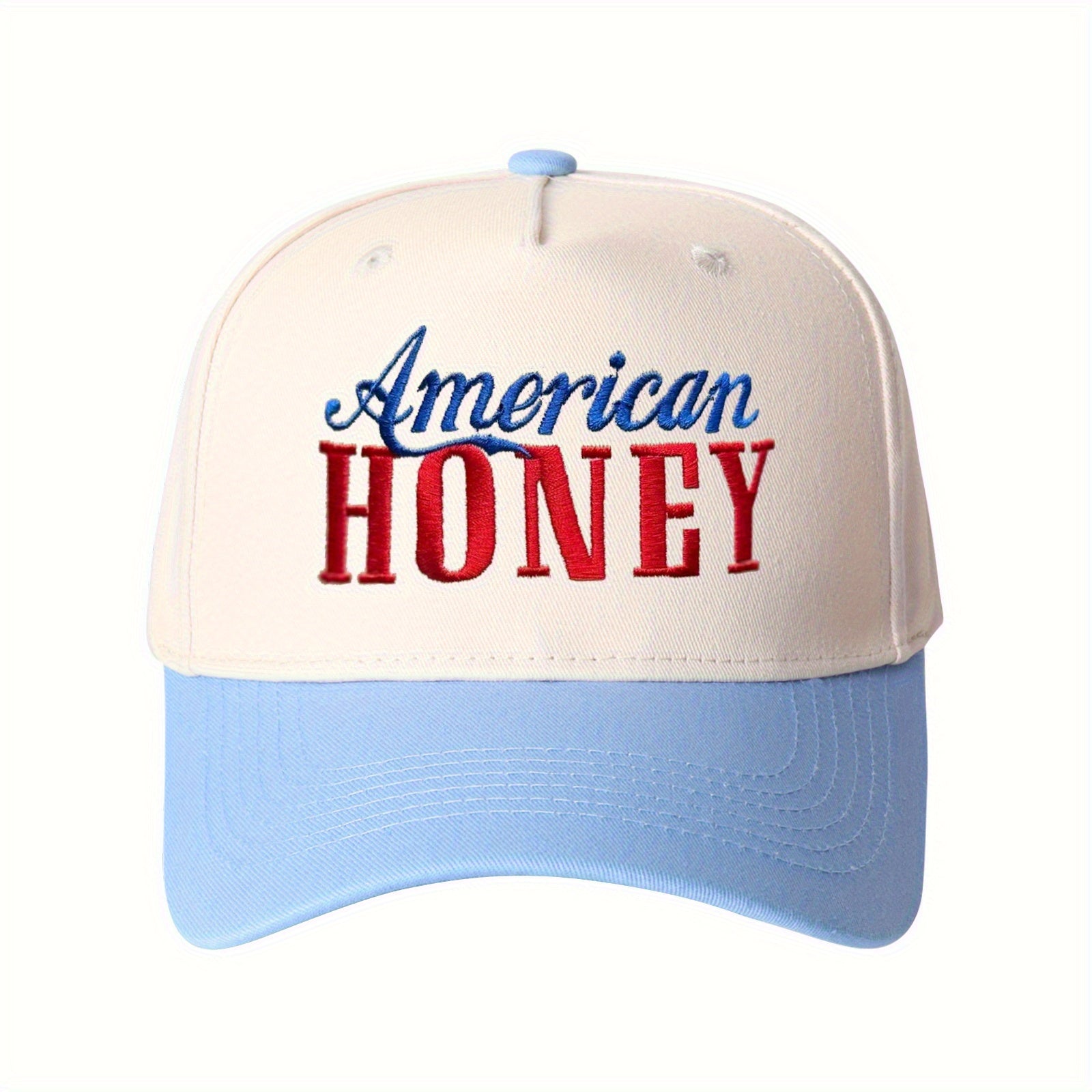 American HONEY Monogram Embroidery Truck Driver Hat Color-Matching Baseball Cap Unisex Adjustable Travel Essential