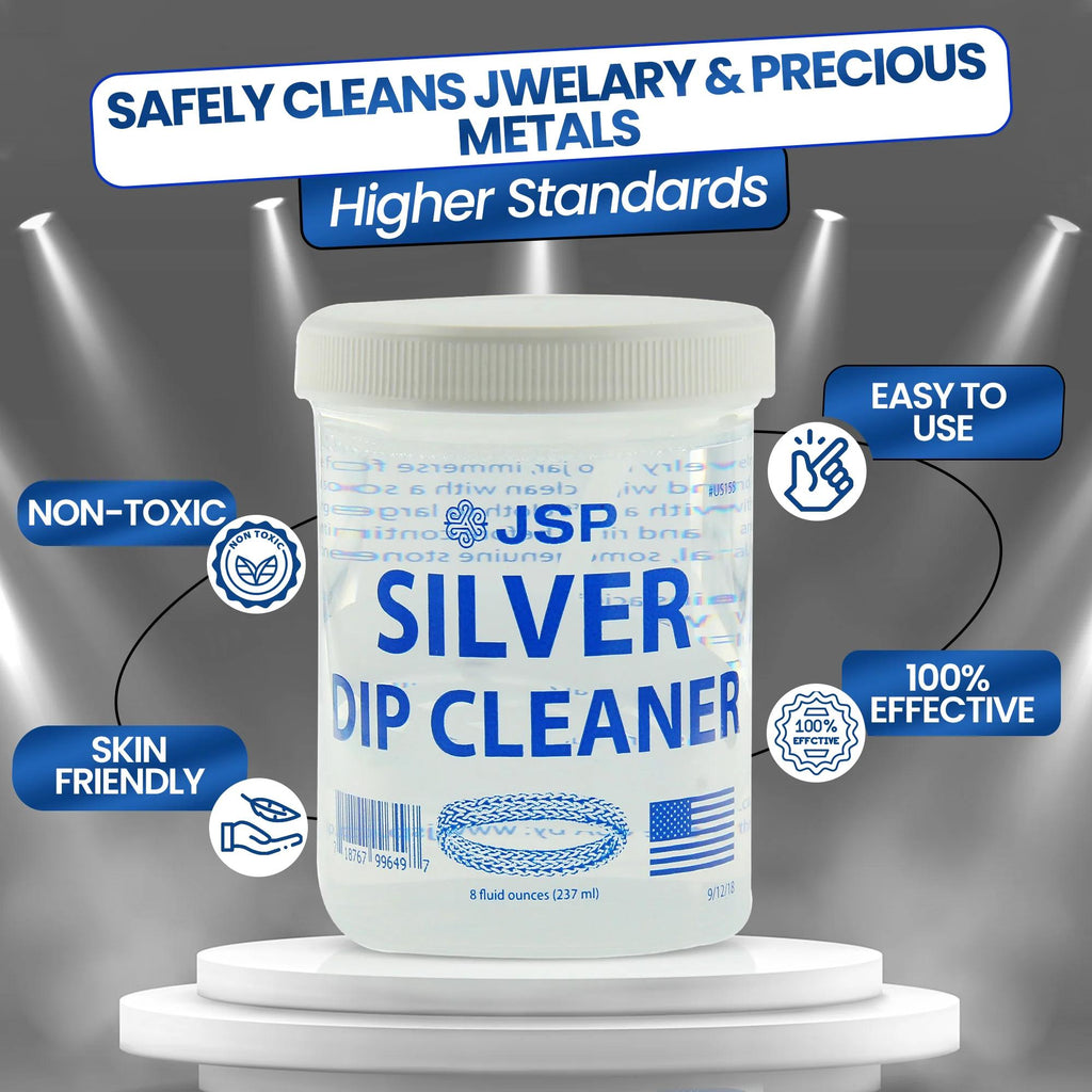 Sterling & Silver Dip Cleaner Tarnish Remover 925 Jewelry Cleaning Solution 8oz JSP