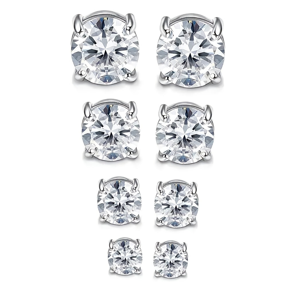 Magnetic Stud Earrings for Men And Women, Glossy Round Cubic Piercing-Free Hypoallergenic Stainless Steel Fake Ear Clips, Non-Slip No-Piercing Earring Backs