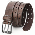 LCG LUCHENGYI Men'S Double Prong Faux Leather Belt Fashion Classic Casual Belts Heavy Duty Work Belts for Jeans Pants, The Perfect Gift for Dad & Husband