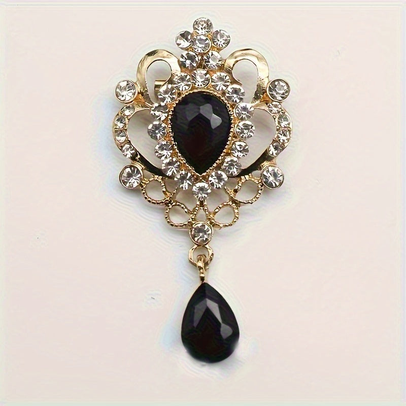 10pcs Droplet Shaped Rhinestone Detachable Brooch Retro Jewelry Additions