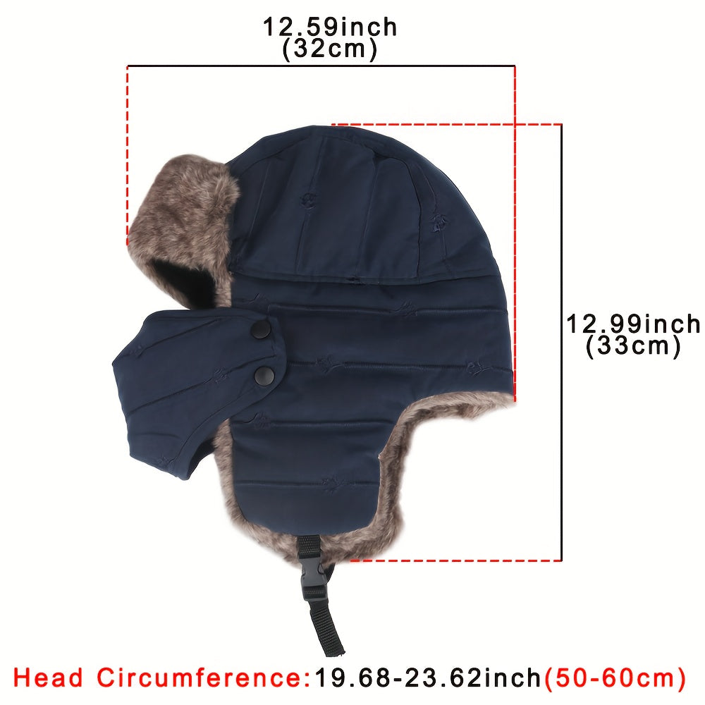 Warm Winter Cap with Ear Covers And Face Mask, Designed to Protect Against Wind, Suitable for Skiing, And Lined with Plush for Cold Weather, Ideal for Both Men And Women