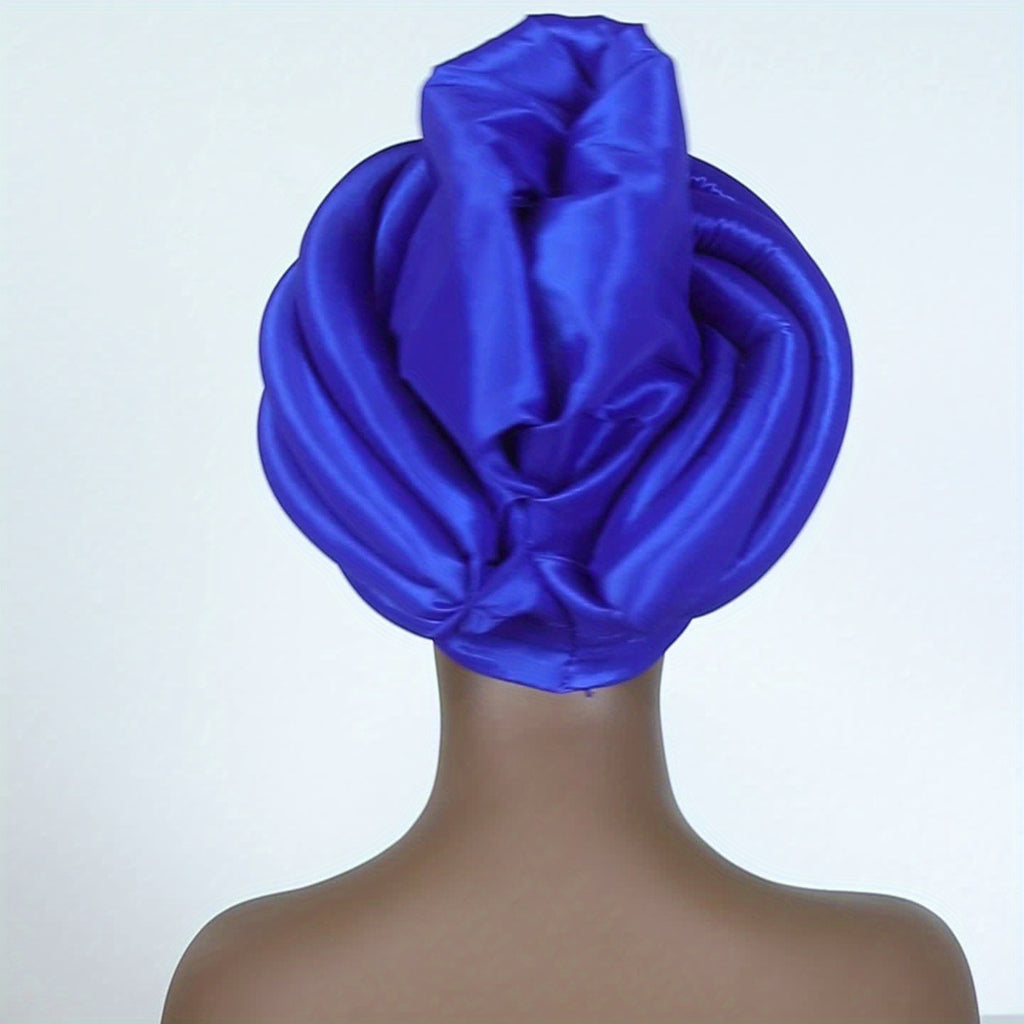 [Exquisite Nigerian Wedding Hat] Exquisite 100% Polyester Nigerian Wedding Hat for Women - Sponge Turban with Elasticity, Religious Theme, Button Closure, Craftsmanship, Hand Washable - Perfect Festive Headwear for Special Occasions