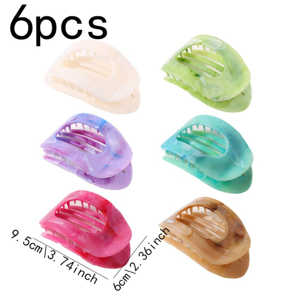 2D Flat - 5/6pcs Set of Oversized Shark-Shaped Hair Clips - Soft And Vibrant Colors Features: - Non-Slip Curved Claw Design - Extra-Large Flat Clips Ideal For: - Beach Outings - Travel Adventures - Parties - Everyday Wear