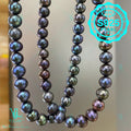 Round Black Seawater Pearls Choker Necklace 925 Silver 16+2/18+2inch. Gifts For Mom, Wife, Anniversary, Mother'S Day, Birthday, Christmas, Valentine'S Day