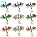 A Collection of Nine Dragon-Shaped Pins Available in Seven Vibrant Colors, Featuring a Hip-Hop Retro Bohemian Design. These Cartoon Dragon Brooches Serve As Stylish Additions for Clothing, Perfect for Parties, Banquets, Everyday Use