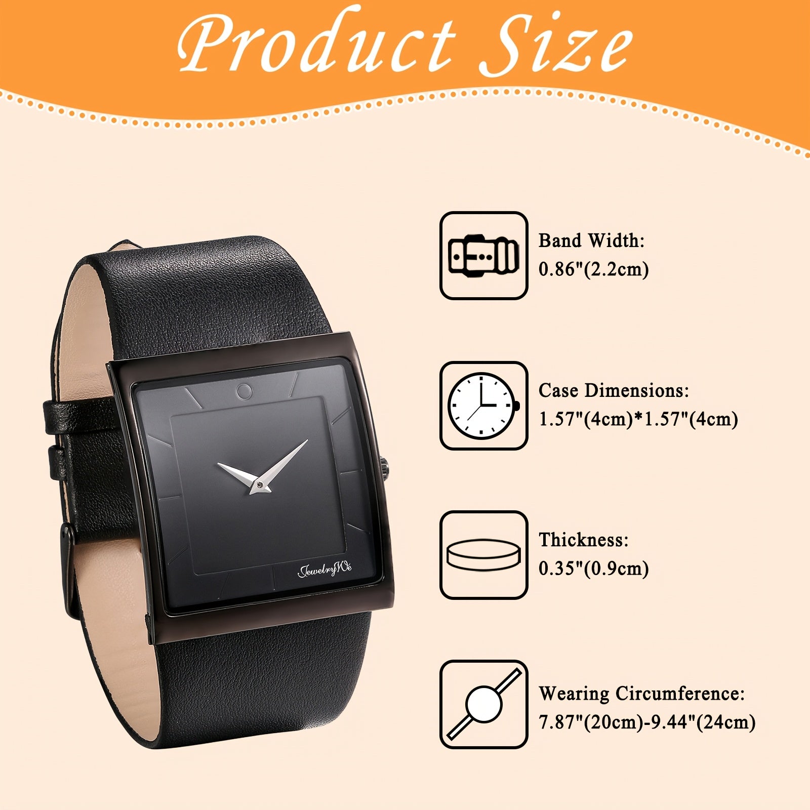 [Genuine Leather] Genuine Leather | Square Bar Scale Dial Men's Watch Strap