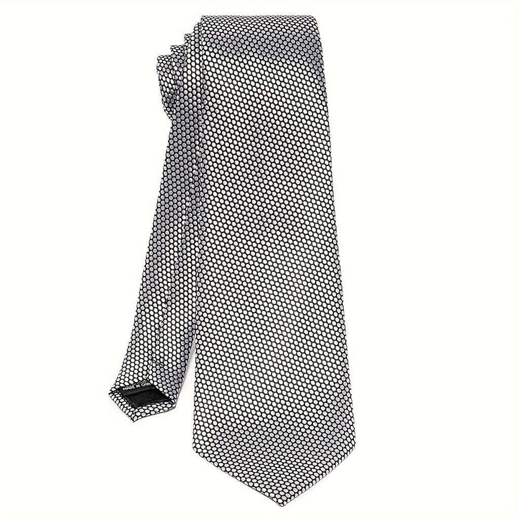 4pcs Mens Silvery Grey Tie Set Necktie Pocket Square Cufflinks And Clip Set for Wedding Groom Party Business Mens Gift