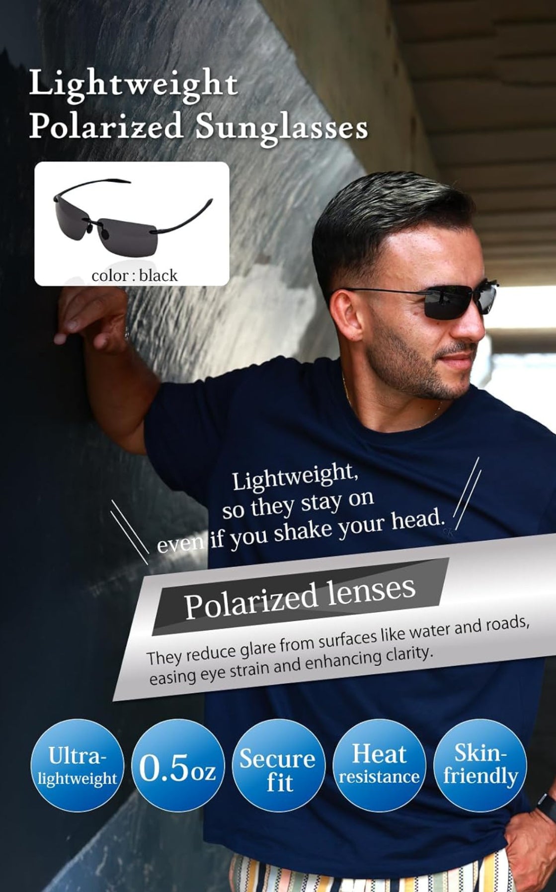 Polarized Sunglasses for Men & Women - Tr90 Rimless Frame, Protection, Lightweight & Durable for Running, Fishing, Baseball, Outdoor Activities, Sunglasses, Fishing Eyewear, Sleek Design, Comfortable Fit, Versatile Shades, Fitness Lovers, Stylish Shades,
