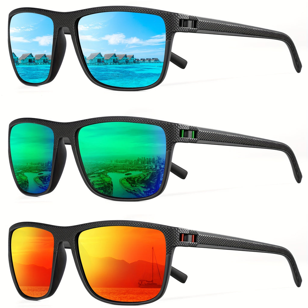 [3 PACK] Polarized Men's And Women's Fashion Glasses, Lightweight Classic Square Men's Sports Fashion Glasses Daily Sports Accessories Suitable for Golf Running Fishing Birthday Gift Holiday Preferences