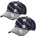 Spring And Summer Rhinestone Flower Patch Baseball Cap, Solid Color Fashionable Cute Baseball Cap, Lightweight Cool Adjustable Women's Sun Hat