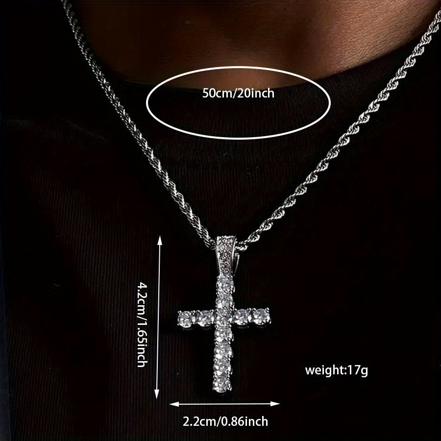 Men'S Hip Hop Set: Trendy Watch, Cuban Chain Pendant Necklace And Bracelet Combo, Stylish Men'S Additions Gift for Christmas, Birthday, Valentine'S Day, And Father'S Day