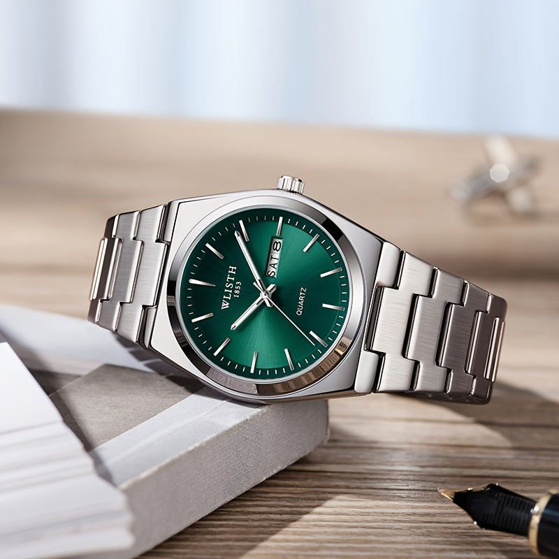 A Straightforward Men'S Timepiece, Glowing Sports Quartz Watch, Stylish Wristwatch for Men, Refined Standard Gear for Gentlemen. Date Adjustable in Multiple Languages.