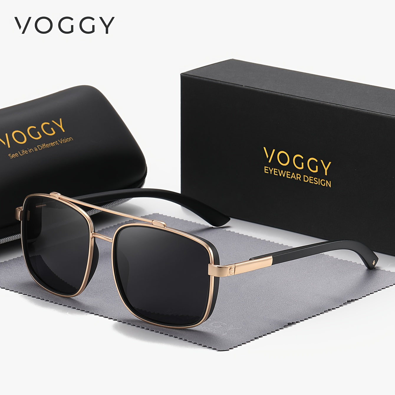 VOGGY Fashion Easy Retro Pilot Metal TR90 UV Protection Polarized Glasses, Men And Women Driving Outdoor Riding Fishing Holiday Party Decoration Props Gifts