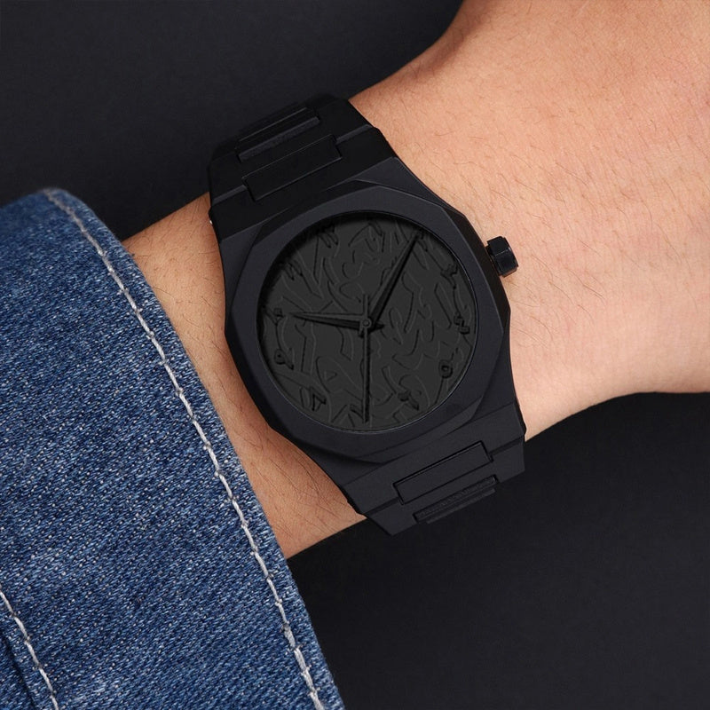 [Birthday, Valentine's Day] 4pcs Watches For Men Set, Fashionable Men's Black And Cool Mens Watches, Quartz Movement Mens Watches, Mens Watches For Men & 1pc Necklaces, Bracelet, Ring Mens Jewelry For Men Set, Birthday, Valentine's Day Season Perfect Gift
