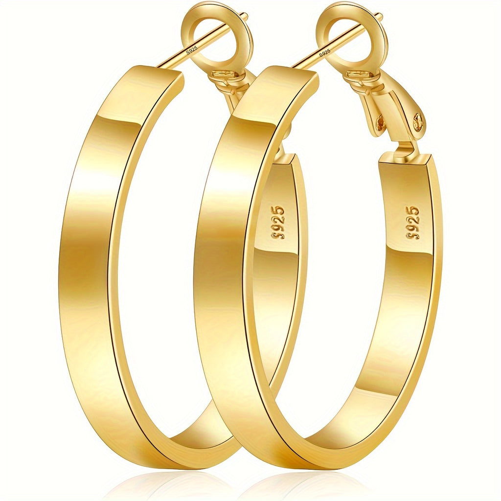1 Pair 925 Sterling Silvery Hoop Earrings for Women Hypoallergenic Earrings Cartilage Earring, Perfect for Simple And Leisure Style Parties And Gifts, for Women (30/40/50/60mm)