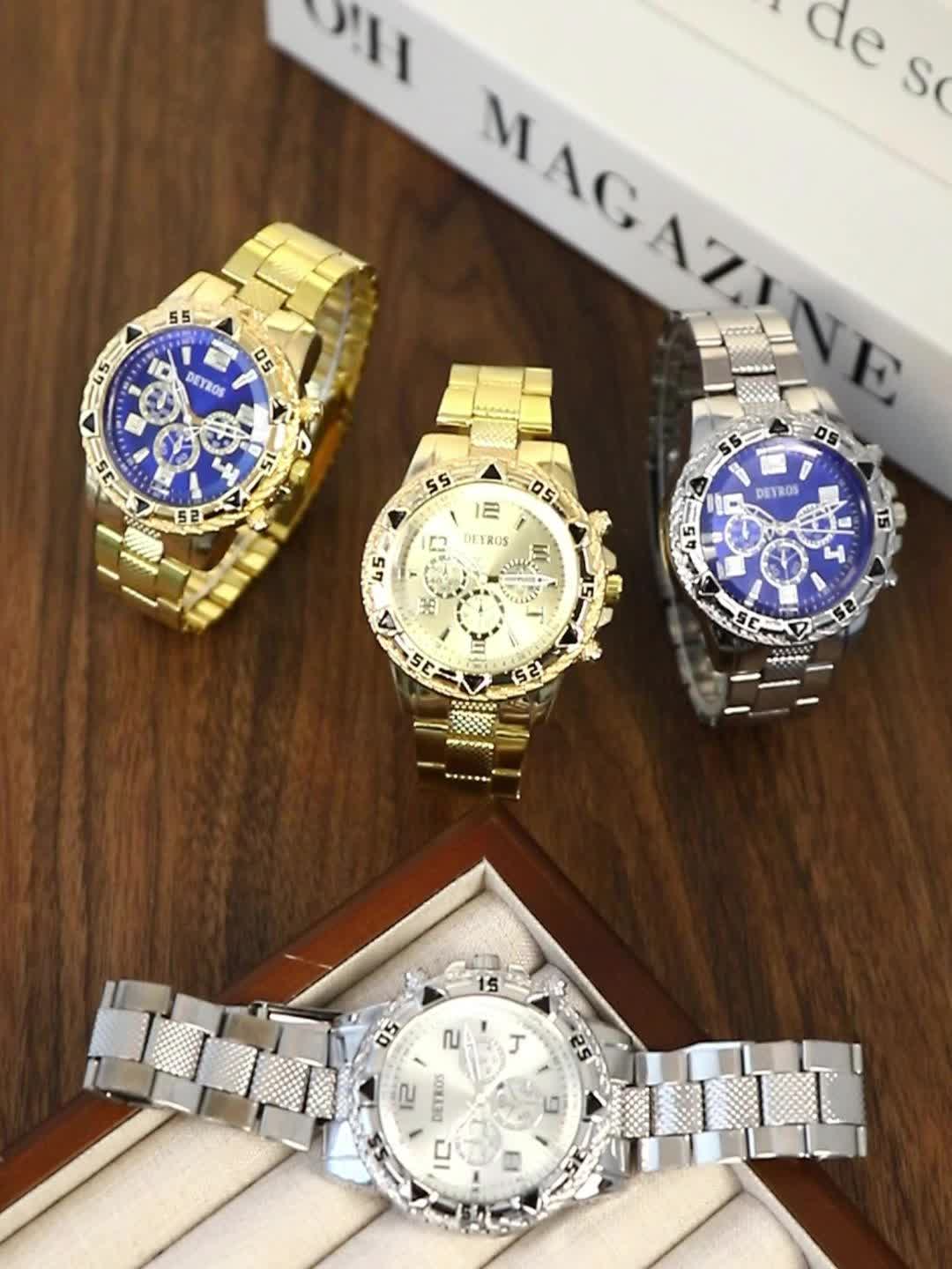 12pcs/Set, Mens Watches for Men, 3pcs Fashion Mens Watches Multi Color Combination Quartz Men Watches Sets Analog Alloy Watch Sets & 9pcs Mens Fashion Hip-Hop Bracelet+Necklace+Ring Mens Jewelry Sets - Christmas, Halloween Gift, Reloj Para Hombre