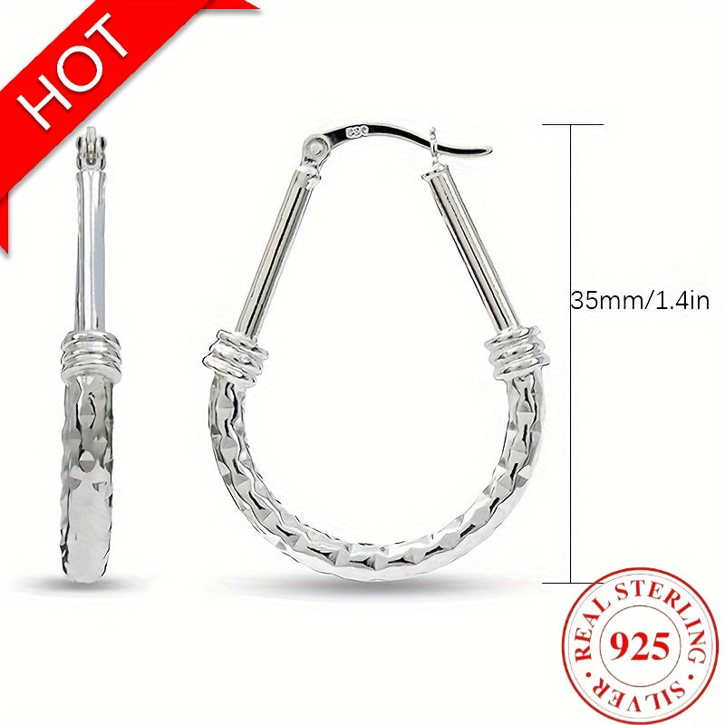 [Engagement Wedding Gift] A Pair of S925 Silver Hoop Earrings, Italian Classic Design Earrings, Suitable for Daily Wear - an Engagement and Wedding Confession Gift for Your Wife or Girlfriend
