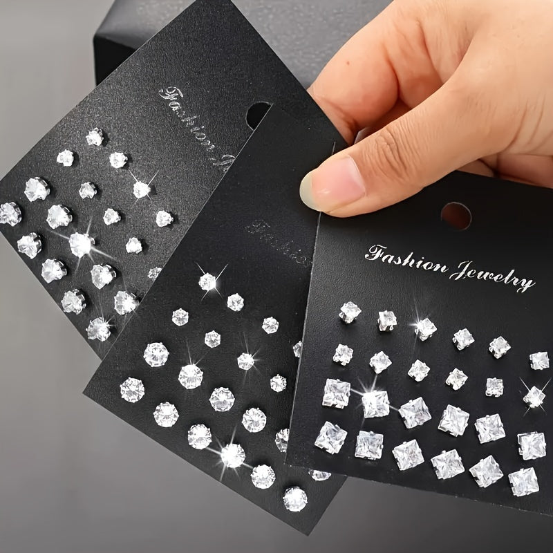925 Silver Set of 36 Pairs of Fashionable Geometric Heart-shaped Earrings for Women. The Classic Multi-purpose Style Is Suitable for Daily Wear, Parties, Vacations, and as a Gift.