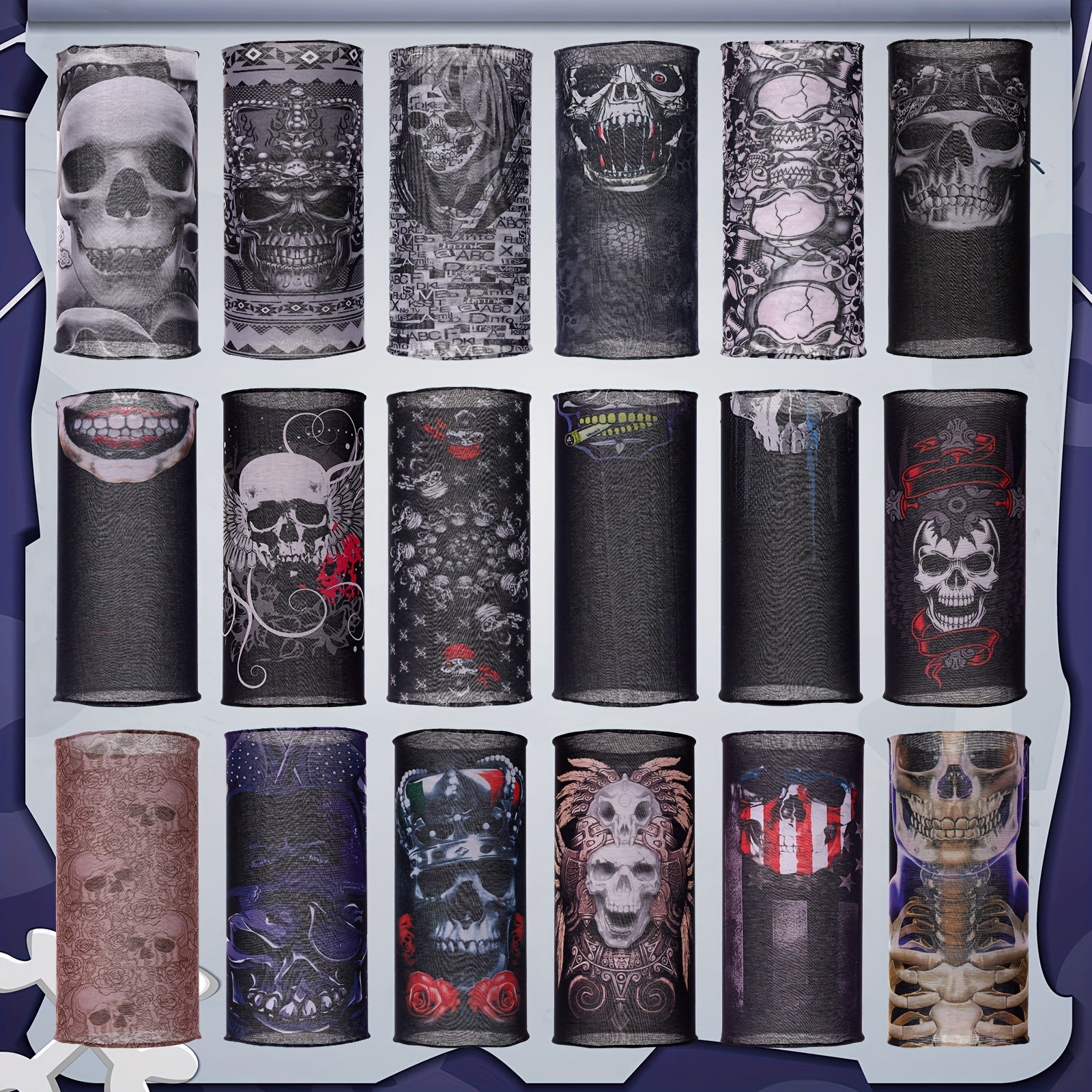 30pcs Skull Face Mask For Summer Work Halloween Motorcycle Neck Gaiter Bulk Seamless Headwear Balaclava Face Covers