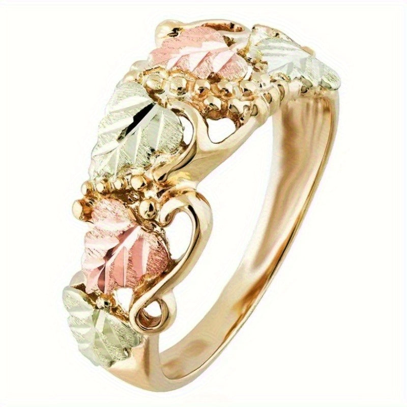 4pcs14K Gold-plated Exquisite Leaf Design Ring - Suitable for Daily Wear and Special Occasions, Perfect Gift for Birthdays, Anniversaries, and New Year's (ladies, Friends, Family), Delicate Craftsmanship, Cute Accessories