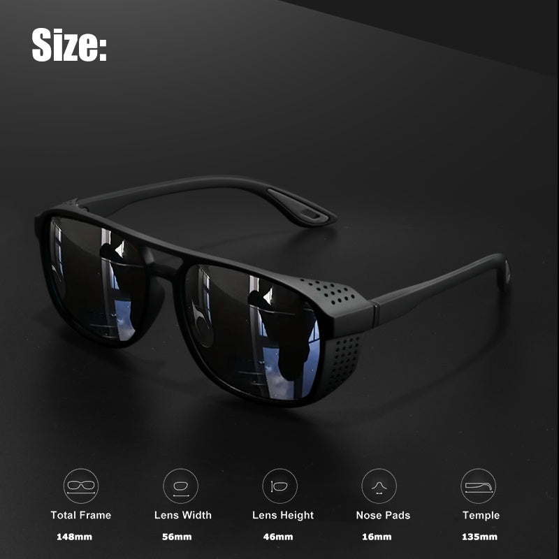 Circular Polarized Steampunk Sports Glasses - Stylish Polarized Running Glasses - Ideal for Fishing and Driving, Durable Side Cutout Frame, HD Lenses，sunglasses